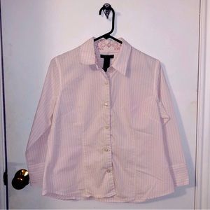 Ninety Pink and White Striped Button Down L